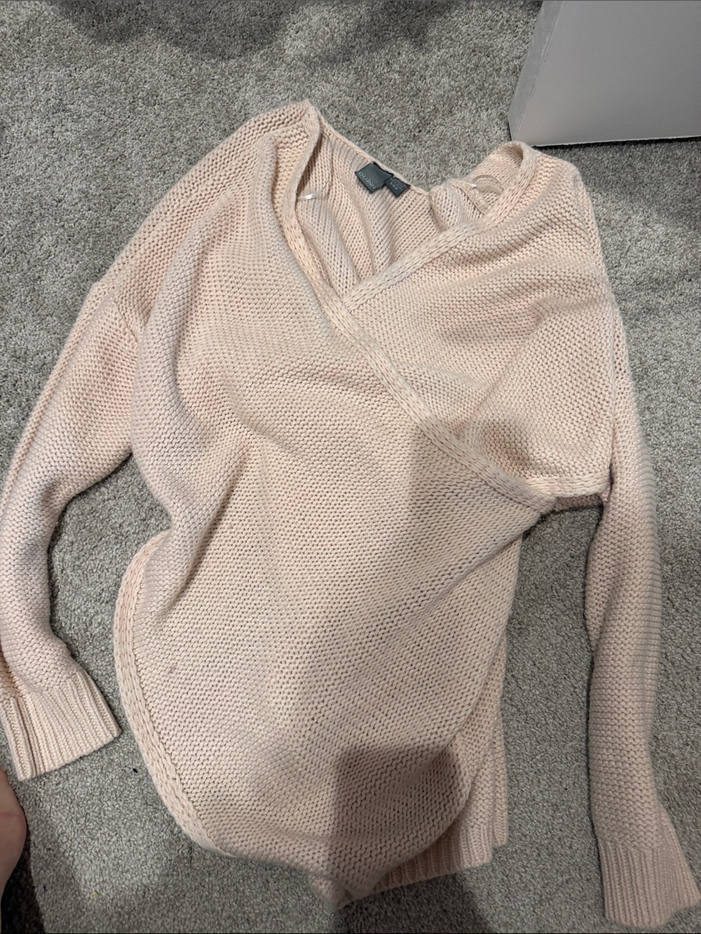 Soft V-Neck Wrap Women's Sweater in Light Blush
